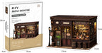 Book Nook Kit - DIY Miniature Dolls House Kit with Furniture and LED Light, 3D Puzzle Wooden Art Bookends, Model Kits for for Adults and Teens (Corner Tavern)