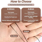 Natural Waxed Thread, 0.55mm/0.8mm, Wax Thread for Handcrafted Wrapping, Sewing, Bookbinding, Leather Threads, Beginners Craft DIY, Hemp Cord (Black/Brown/White, 0.8mm/16 Yards)