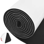 Tolanbbt Sponge Neoprene Foam Sheet with Adhesive - 1/4” Thick, 12” x 118” Closed Cell Foam Rubber Roll, Weatherproof Soundproof Padding for Automotive, Cabinet, Furniture, Crafts, DIY, Black