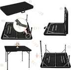 34" Square Folding Table,Multi-Functional Portable Folding Card Table with Carrying Handle for Indoor Outdoor Camping,Picnic, Office, Party Use, HDPE Plastic Tabletop with Metal Frame(Black)