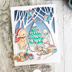 Cutting Dies Metal Stencils Scrapbooking Tools Flowers Lace Frame DIY Embossing Template for Paper Card Making Album Arts Crafts Supplies (Snowman Jungle Frame-11.1x14.2cm)