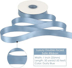 HUIHUANG Dusty Blue Satin Ribbon 50 Yards Double Faced Satin Ribbon 1 inch Blue Silk Ribbon for Gift Wrapping Bows Crafts Bridal Floral Bouquet Cake Wedding Invitation Card Birthday Party Decor
