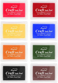 HAFFUZI Washable Stamp Pads for Kids, Ink Pads for Rubber Stamps, 8 Color Non-Toxic Craft Ink for Paper Fabric Wood, Journaling Scrapbooking Handprint Art