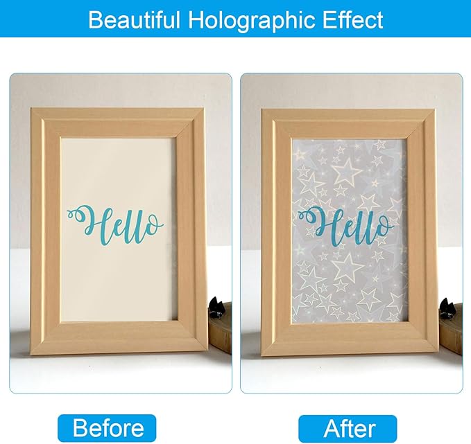PATIKIL 8.3x5.8" Holographic Sticker Paper, 20Sheets A5 Polypropylene Self-Adhesive Transparent Waterproof Laminate Overlay Film for Photo Cards Scrapbook Decorations, Pentagram
