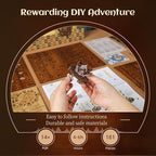 LED 3D Wood Puzzle Poker World Projector Lamp – DIY Craft Kit with LED Lights and Music Box – Creative Poker-Themed Lamp, Nightlight Gift for Home Décor (Black Walnut)
