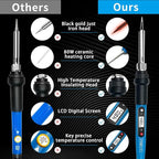 Soldering iron kit, 110V, 80W, fast heating within 10 seconds LCD digital adjustable temperature soldering iron gun, thermostatic soldering iron kit for electronic equipment