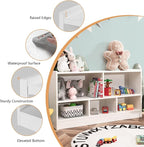 KOTEK Toy Storage Organizer, 5 Cubby Kids Bookshelf, Wooden 3-Tier Bookcase Storage Cabinet, Open Display Book Shelf for Daycare, Nursery, School Classroom, Living Room & Bedroom (White, 5 Cubes)