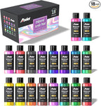 ABEIER Iridescent Acrylic Paint, Set of 18 Chameleon Colors, 2 oz/60ml Bottles, Color-shifting, Non-Toxic, High Viscosity, Blendable, Paints on Rocks Crafts Canvas Wood, Fabric, Ceramic & Stone