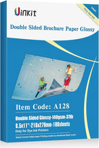 Uinkit 100 sheets Brochure Paper Glossy Double Sided 8.5x11 Inkjet 37lb 140gsm Dye ink Thin Photo Picture Flyer Calendar Magazine CD Cover letter
