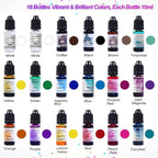 Alcohol Ink Set Epoxy Resin Dye- LET'S RESIN Vibrant Colors Alcohol Ink for Epoxy Resin, Concentrated Alcohol Based Resin Ink for Tumblers,Epoxy Resin Molds,Alcohol Inks Art (Each 0.35oz x 18 Bottle)