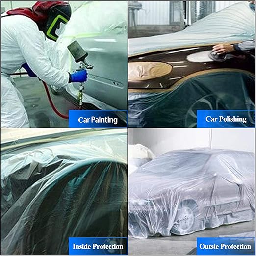 VECOPE 3-Piece Set,Pre- Masking Film Protection Covering Cloth Tape | for Automotive Covering Painting Paint Masking (5-Feet X 65-Feet)