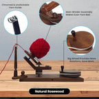 Bhartiya Handicrafts Rosewood Yarn Winder | Large Capacity 10 oz Wooden Yarn Winder for Knitting, Crocheting and Weaving | Table Top Wood Yarn Swift and Ball Winder