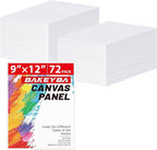 Canvas Boards for Painting 72 Pack, 9x12 Inch Painting Canvas Panels, 100% Cotton White Blank Canvas Boards for Painting, Art Supplies Paint for Acrylics Oil Watercolor Tempera Paints