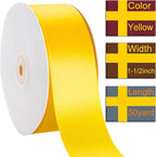 1-1/2 Inch Yellow Ribbon, 50 Yards Craft Polyester Satin Ribbon Perfect for Gift Wrapping, Handmade Roses, Wedding Party Decorations and DIY Crafts