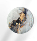 My Photostation.com 27.5''(70cm) Diameter Gold Details Gray Marble Round Glass Wall Art Tempered Glass Printing Wall Decor Large Wall Art Wall Hangings