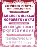 237 Pcs Glitter Bulletin Board Letters, Numbers and Punctuation, Poster Board Letters Alphabet Cut Out Cardboard Letters Accessories for Classroom Display Decorating Supplies 4inch (Pink Mix)
