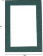 Pack of 25 Acid Free 8.5x11 Mats Bevel Cut for 7x9 Photos - Forest Green Precut Matboards With Backing Boards and Clear Photo Mat Bags For Pictures, Photos, Framing - 4-ply Thickness