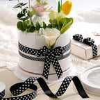 Polka Dot Grosgrain Ribbon 3/4 Inch, 25 Yards Spool Black and White Dot Craft Ribbon for Christmas Gift Wrapping DIY Crafts Hair Bows Wedding Party Decor Sewing and Home Decoration