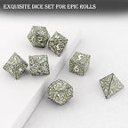 Haxtec Metal DND Dice Set Polyhedral D&D Dice Compatible with Dungeons and Dragons Gift TTRPG Black Green Metal Dice