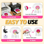 Lovein Pinkie Iron on Heat Transfer Paper for T Shirts (10 Sheets, 8.5x11'', Light Plus) Printable Heat Transfer Vinyl for Laserjet & Inkjet Printer Iron on Transfers Paper for Light Fabric (PK-L3-10)