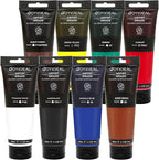 GOTIDEAL Craft Acrylic Paint Set,8 Primary Colors（(120ml,4 oz) Rich Pigments Non-Toxic Washable, Professional Paint for Pouring on Canvas, Rocks, Ceramic, Fabric, Leather, Ideal for Artist, Adults