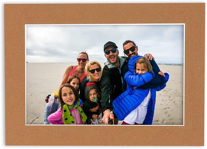 Poster Palooza 8x10 Mat Bevel Cut for 6x8 Photos - Acid Free Aged Oak Brown Precut Matboard - for Pictures, Photos, Framing - 4-ply Thickness