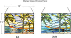 PA0006 Stained Glass Window Panel-14 Wx9.5 H Window Suncatcher Tiffany Style Ornament,Tropical Palm Trees Home Hanging Decorations