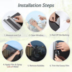 DOWELL One Way Window Privacy Film with 3 Tools Window Tint for Home Sun Blocking Heat Control Anti UV Reflective Mirror Covering See Out Not in for House and Office Black Silver 17.5" X 78.7"
