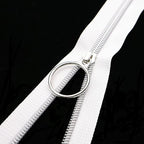 Leekayer #5 Silver Metallic Nylon Coil Zippers by The Yard Bulk 10 Yards White Zipper Tape with 25pcs Silver Ring Pull Sliders for DIY Sewing Tailor Craft Bag(White)