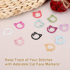 PATIKIL Cat Crochet Stitch Markers, 12 Pack Stitch Marker for Knitting Crocheting Supplies Cute Metal Spiral Knit Clip Ring Counters for Crochet Yarn DIY Crafts, White