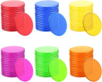 Coopay 300 Pieces Counters Counting Chips Plastic Markers Mixed Transparent Colors for Bingo Chips Game Tokens, Contain White, Blue, Green, Yellow, Red, Purple Colors
