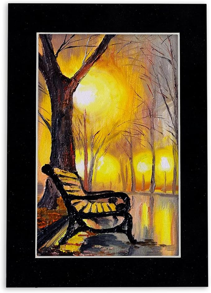 Pack of Ten Acid Free 8x10 Mats Bevel Cut for 5.5x8.5 Photos - Black Suede Precut Matboards With Backing Boards and Self Seal Photo Mat Bags For Pictures, Photos, Framing - 4-ply Thickness