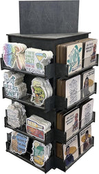 4-Sided Rotating Display Stand - Craft Shows, Trade Shows, Markets - Small & Medium-Sized Items like Stickers, Postcards, Coasters, Note Pads, Napkins - Heavy-Duty, Easy to Assemble (Black)…