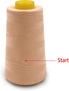 Tortoise 4 Cones of 3000 Yards Each Spool Thread for All Purpose, Serger, Overlock, Quilting, Sewing Machine - 100% Polyester - Peach Beige