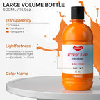 12 Colors Large Acrylic Paint Set (16.9 oz,500 ml), Bulk Acrylic Paint Non-Toxic Art Painting Supplies on Multi Surface Pumpkin Canvas Wood Craft Fabric Rock for Artist Kids with Color Wheel