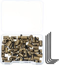 MECCANIXITY 50 Pcs Metal Locking Pin Backs, Locking Pin Keepers Clasp 9mm(H) with 4 Wrench Replacement in Storage Case for Badge, Brooch, Copper Tone