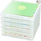 iBune 6 Pack 12x12 Paper Organizer, Scrapbook Paper Storage, Plastic Craft Organizers Storage, Art Supply Photo Sticker Storage Case, Inner Size 12.2 x 12.2 x 0.85 in