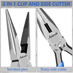 Needle Nose Pliers Set, mshandto 5" Long Nose Pliers for Wire Bending, 10 Pack High Carbon Steel Needle Nose Pliers, Serrated Jaw Pliers for Jewelry Making, Electronics, Object Grasping, Craft Making