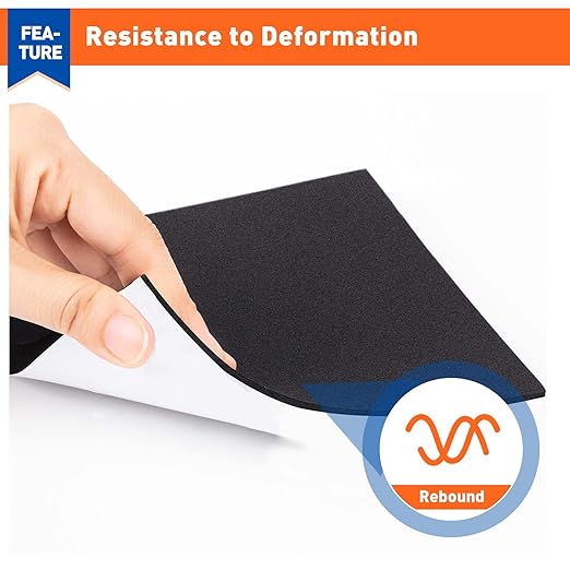 MAGZO 20Pcs Adhesive Foam Padding 1/16 in Thick X 4 in X 4 in,Closed Cell Foam Sheets Neoprene Rubber Self Stick Pads Anti Vibration Pads,Black (4in x 4in x 1/16in, 20Pcs)