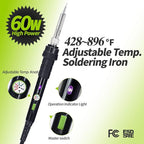 YIHUA 947-III Soldering Iron Kit with Temperature Stabilization, On-off Switch, 60W Portable Soldering Iron Kit with Holder, Tip Cleaner, Cleaning Sponge, 110V US Plug