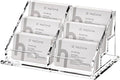 Business Card Holder for Desk, Acrylic Business Card Organizer , Multiple 6 Slots 3 Tier Business Cards Stand for Women& Men,Office Desk Accessories,Organize 300 Cards-1 Pack(Horizontal,Clear)