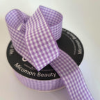 Purple and White Woven Edge Plaid Ribbon 100% Polyester Gingham Ribbon 25 Yards Each Roll (1",Purple)