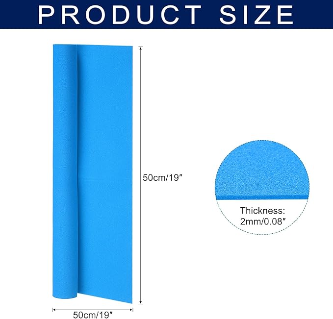 MECCANIXITY Foam Sheets Crafts 19x19 Inch 2mm EVA Craft Foam Paper Foam Sheets for Crafts Projects DIY Cosplay Modeling, Lake Blue