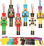 Fennoral 12 Pack Nutcracker Craft Kit for Kids Make You Own Foam Stickers Ornament DIY Christmas Arts and Crafts fo Chirstmas Party Supplies Christmas Tree Decoration