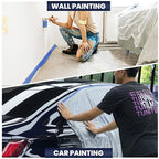 ADHES Painters Plastic with Tape, 48 inch x 90 feet x 3 Rolls Painters Tape with Plastic Attached, Pre Taped Masking Film Tape and Drape for Automotive Painting Covering