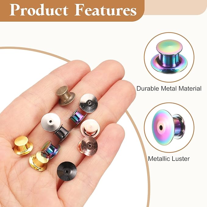 uxcell 40Pcs Metal Locking Pin Backs, Pin Keepers Locking Clasp Flat Head Clamp Needle Back Lock for DIY Brooch Crafts Badges Enamel Lapel, Multicolor