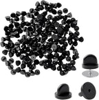 200 Pcs Black Rubber Pin Backs, Enamel Pin Backs, PVC Rubber Lapel Pin Backs, Secure Pin Backings for Replacement Uniform Enamel Pins
