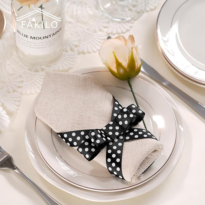 Polka Dot Grosgrain Ribbon 5/8 Inch, 25 Yards Spool Black and White Dot Craft Ribbon for Christmas Gift Wrapping DIY Crafts Hair Bows Wedding Party Decor Sewing and Home Decoration