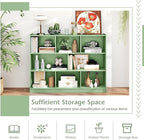 Toy Storage Organizer, 2-Tier Kids Bookshelf, 5 Cube Kids' Bookcases, Cabinets & Shelves, Wooden Toy Organizers, Small Book Shelf for Bedroom, Playroom, Classroom, Nursery (Green, 3-Tier)