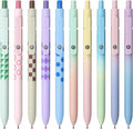Gel Pens,10 Pcs Medium Point Smooth Writing Pens Cute Pens for Women, High-End Series 0.7mm Black Ink Pens for Journaling Note Taking, School Office Supplies (10 Pcs Gradient and Geometric)